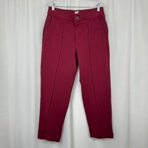 Lands End Starfish Straight Leg Knit Ankle Trousers M (10-12) Burgundy Pockets